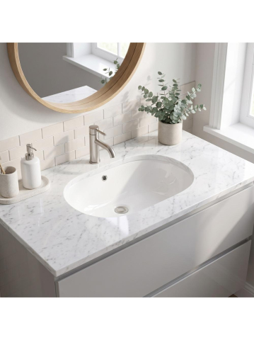 Lavoar sub blat Rea Vena alb lucios oval 635x427x205 mm ceramica sanitara [9]