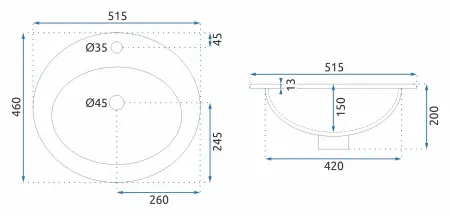 Lavoar suspendabil Dalia Alb 51.5cm, Rea [7]