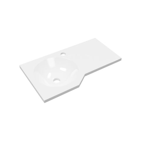 Lavoare pe perete - Lavoar suspendat Be Spot Solid Surface 60x34 cm stânga alb lucios