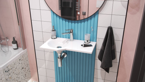 Lavoar suspendat Be Spot Solid Surface 60x34 cm stânga alb lucios [3]
