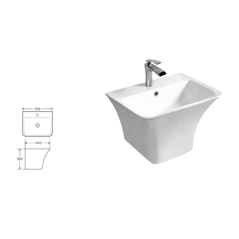 Lavoar suspendat BTW, Fluminia, Menad New, 53 cm, alb [1]