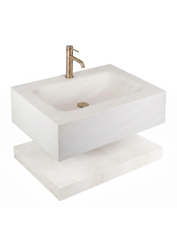 Obiecte Sanitare - Lavoar de perete Rea Apollo Gran Cloud Sky 70 compozit cuart mat bej imitatie piatra
