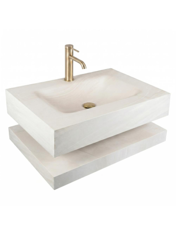 Obiecte Sanitare - Lavoar de perete suspendat Rea Apollo Gran Cloud Sky 80 cm mat bej imitatie piatra