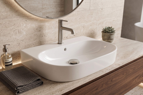Lavoar suspendat Excellent Oceana 50x41 cm oval alb lucios [1]