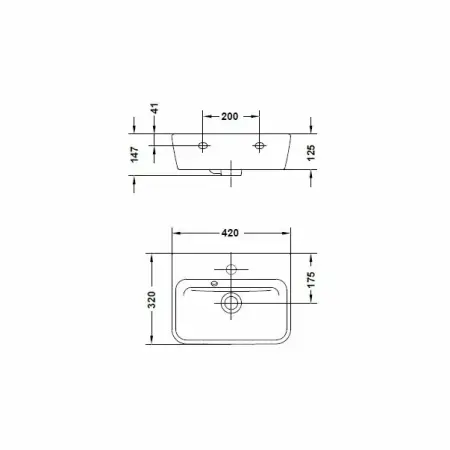 Lavoar suspendat Gala Emma Square alb lucios 42 cm [2]