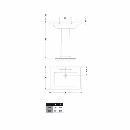 Lavoar suspendat Gala Noble alb 60 cm [2]