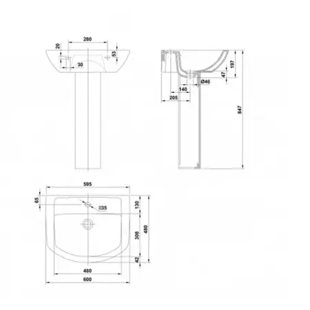 Lavoar suspendat Gala Smart alb 60 cm [2]