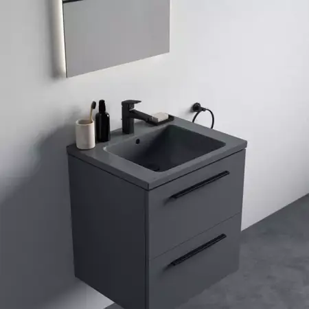Lavoare pe perete - Lavoar suspendat Ideal Standard i.life B gri lucios 61 cm cu orificiu baterie si preaplin