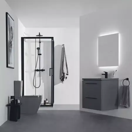 Lavoar suspendat Ideal Standard i.life B gri lucios 61 cm cu orificiu baterie si preaplin [2]