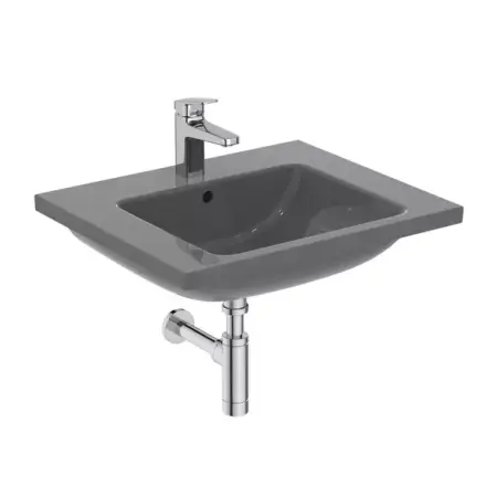 Lavoar suspendat Ideal Standard i.life B gri lucios 61 cm cu orificiu baterie si preaplin [8]