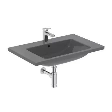 Lavoar suspendat Ideal Standard i.life B gri lucios 81 cm cu orificiu baterie si preaplin [6]