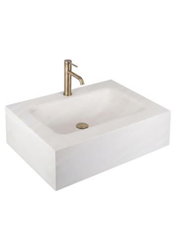 Obiecte Sanitare - Lavoar suspendat REA Apollo Gran Cloud Sky 70 cm compozit cuart mat bej imitatie piatra