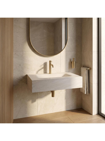 Lavoar suspendat REA Apollo Gran Cloud Sky 80 cm mat bej imitatie piatra compozit cuart [6]