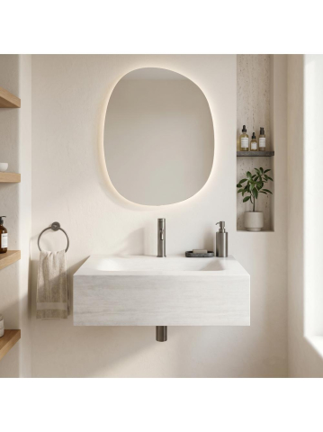 Lavoar suspendat REA Apollo Muralto Roma 70 compozit cuarț mat gri imitație piatră 700x500 mm [3]