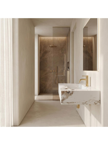Lavoar suspendat REA Aresa Cold Jade 60x50 cm ceramica compozit cuart finisaj lucios imitatie piatra [7]