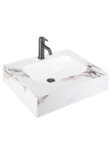 Lavoar suspendat REA Aresa Cold Jade 60x50 cm ceramica compozit cuart finisaj lucios imitatie piatra [10]