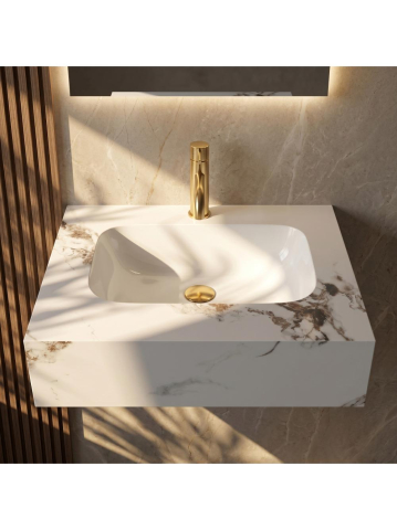 Lavoar suspendat REA Aresa Cold Jade 60x50 cm ceramica compozit cuart finisaj lucios imitatie piatra [3]