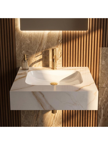 Lavoar suspendat REA Aresa gri auriu 600x500 mm ceramica cuart lucios [3]