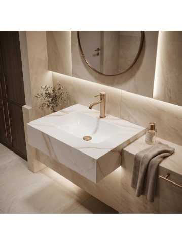 Lavoar suspendat REA Aresa gri auriu 600x500 mm ceramica cuart lucios [9]