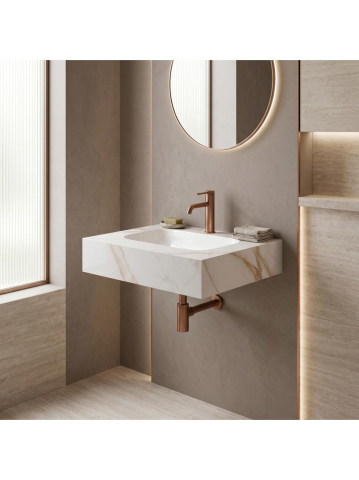 Lavoar suspendat REA Aresa gri auriu 600x500 mm ceramica cuart lucios [5]