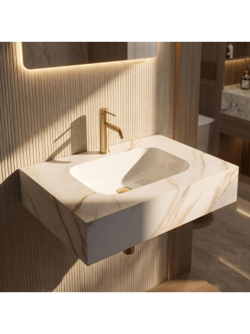 Lavoar suspendat REA Aresa gri auriu 700x500 mm ceramica cuart finisaj lucios [5]
