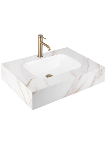 Lavoar suspendat REA Aresa gri auriu 700x500 mm ceramica cuart finisaj lucios [10]