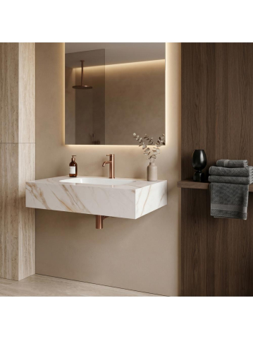 Lavoar suspendat REA Aresa gri auriu 700x500 mm ceramica cuart finisaj lucios [4]