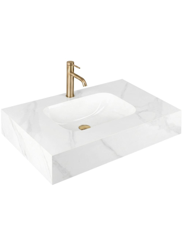 Obiecte Sanitare - Lavoar suspendat REA Aresa Belt alb mat 800x500 mm ceramica cuart