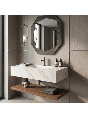 Lavoar suspendat REA Aresa gri auriu 800x500 mm ceramica cuart finisaj lucios [7]