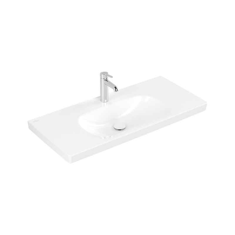 Obiecte Sanitare - Lavoar suspendat Villeroy & Boch Skyla 100 cm, TitanCeram, fără preaplin, alb alpin