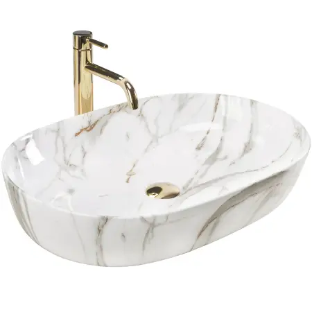 Obiecte Sanitare - Lavoarul Cleo 61 Shiny Aiax Alb cu model, Rea