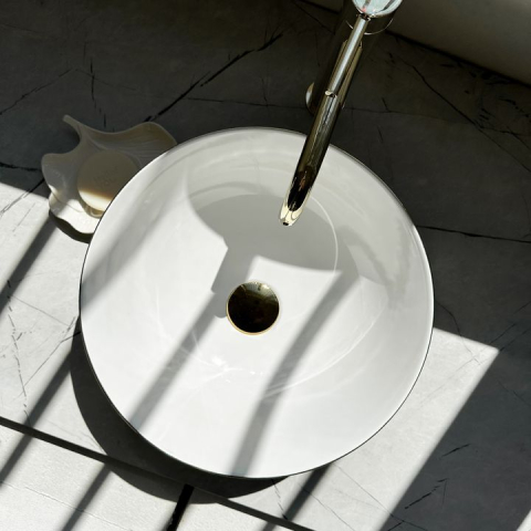 Lavoarul REA STELLA auriu periat / alb [3]