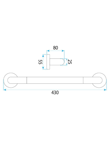 Maner de baie anti-alunecare 104 crom inox 430mm montaj suruburi [8]
