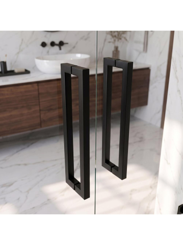 Maner usa dus Rea 01 negru alamă 170mm montaj suruburi [3]