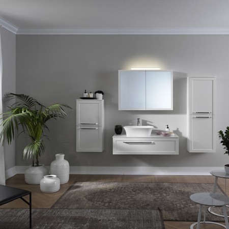 Mobilier Lavoar baie - Masca cu blat pentru lavoar, Kolpasan, Blanche, 110 cm, alb