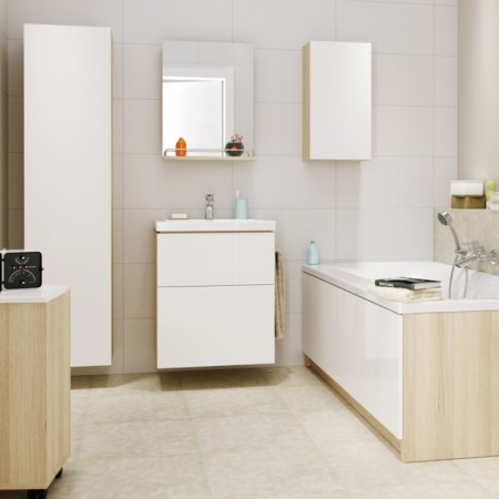 Mobilier Cersanit, Smart, pentru lavoar Smart, cu doua sertare, 80 cm, alb [2]