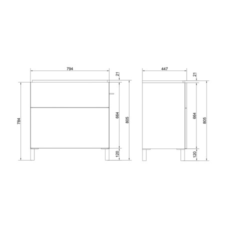 Mobilier Cersanit, Smart, pentru lavoar Smart, cu doua sertare, 80 cm, alb [1]