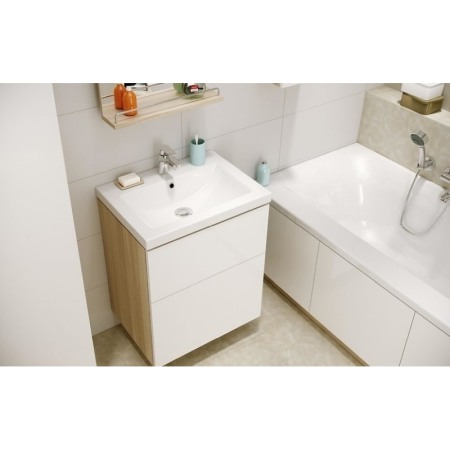 Mobilier Cersanit, Smart, pentru lavoar Smart, cu doua sertare, 80 cm, alb [6]