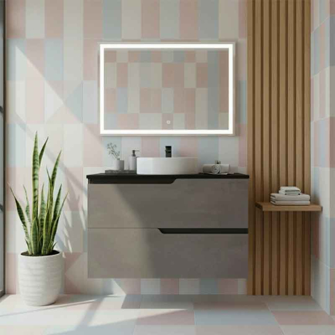 Mobilier cu blat pentru lavoar Fluminia, Bari 80, urban grey [3]