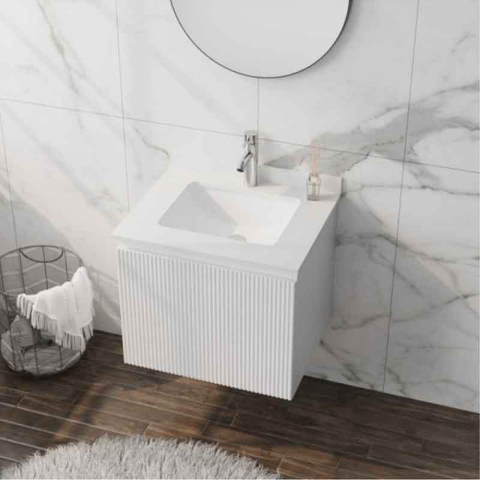 Mobilier cu lavoar sub blat, Spectrum, Asturias 60, riflat, alb [2]