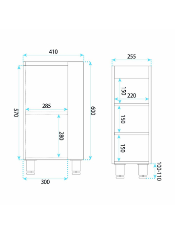 Dulap de baie cu lavoar Rea Astra 43cm alb maro negru MDF ceramica 825x430x260mm [9]