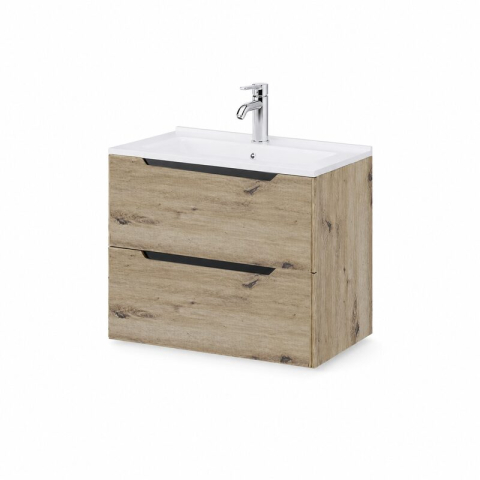 Seturi de mobilier si lavoar - Mobilier pentru lavoar Fluminia, Malta, finisaj neted, 60 cm, Rovere Oro