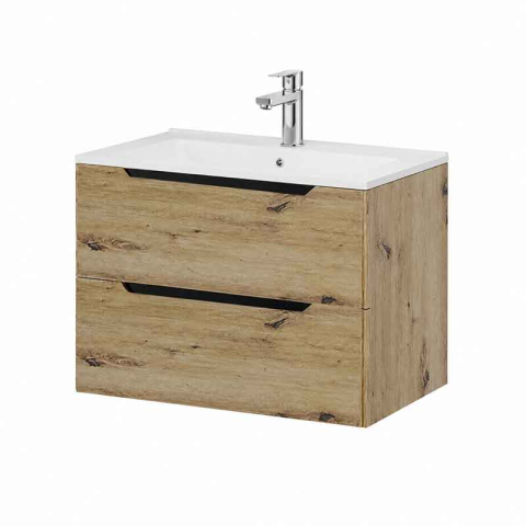 Seturi de mobilier si lavoar - Mobilier pentru lavoar Fluminia, Malta, finisaj neted, 80 cm, Rovere Oro