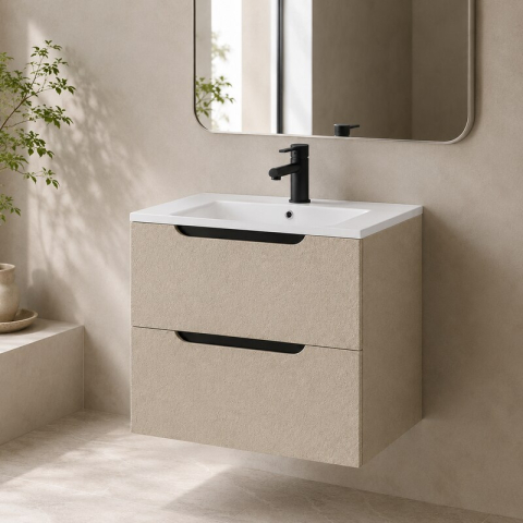 Mobilier pentru lavoar Fluminia, Malta, finisaj rugos, 60 cm, almond [1]