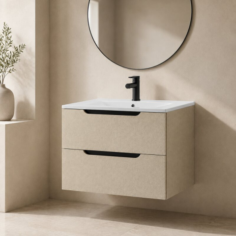 Mobilier pentru lavoar Fluminia, Malta, finisaj rugos, 80 cm, almond [1]