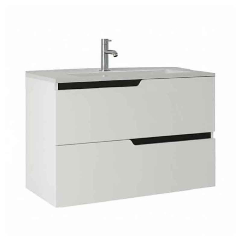 Mobilier Lavoar baie - Mobilier pentru lavoar incastrat Fluminia, Bari 80, alb mat 