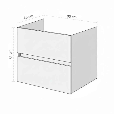 Mobilier pentru lavoar pe blat, Fluminia, Genova, 80 cm, alb lucios [2]