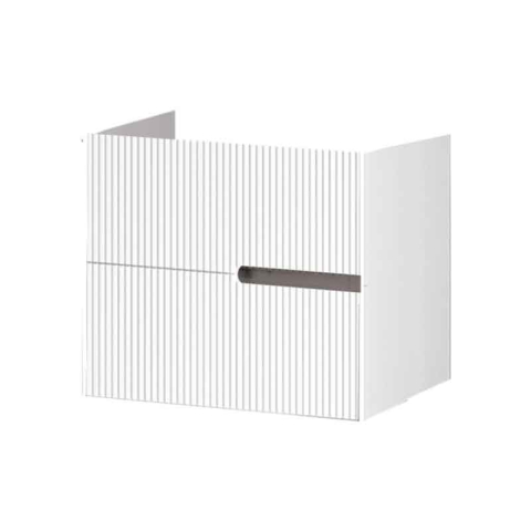 Mobilier Lavoar baie - Mobilier pentru lavoar pe blat Fluminia, Malta, finisaj riflat, 60 cm, alb