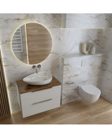 Mobilier pentru lavoar pe blat Spectrum, Omaha, finisaj riflat, 60 cm, alb [1]