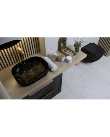 Mobilier pentru lavoar pe blat Spectrum, Omaha, finisaj riflat, 60 cm, negru mat [1]